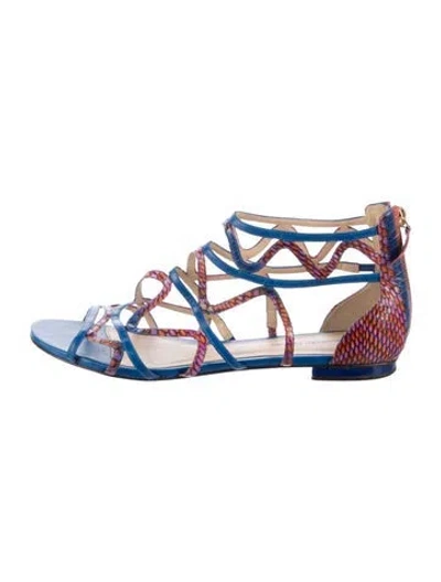 Pre-owned Alexandre Birman Snakeskin Animal Print Gladiator Sandals In Blue