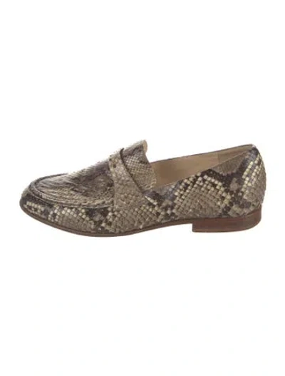 Pre-owned Alexandre Birman Snakeskin Animal Print Loafers In Neutrals