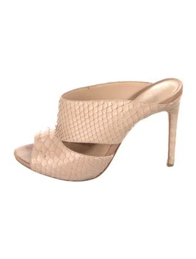 Pre-owned Alexandre Birman Snakeskin Animal Print Mules In Neutrals
