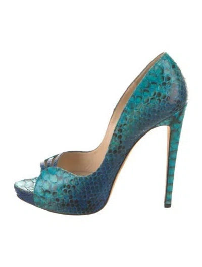 Pre-owned Alexandre Birman Snakeskin Animal Print Pumps In Blue