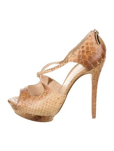 Pre-owned Alexandre Birman Snakeskin Animal Print Pumps In Brown