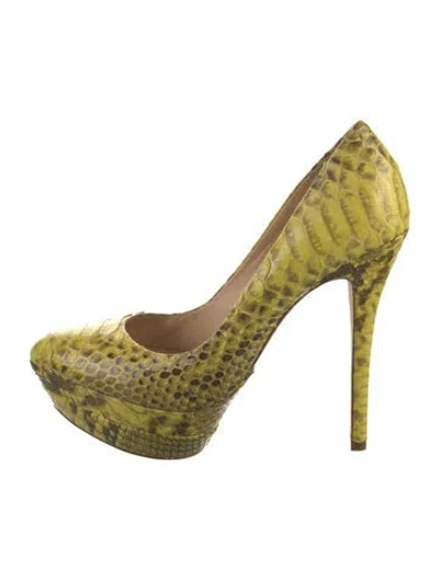 Pre-owned Alexandre Birman Snakeskin Animal Print Pumps In Green