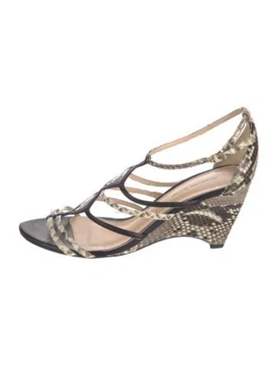 Pre-owned Alexandre Birman Snakeskin Animal Print Sandals In Black
