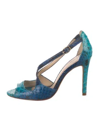 Pre-owned Alexandre Birman Snakeskin Animal Print Sandals In Blue