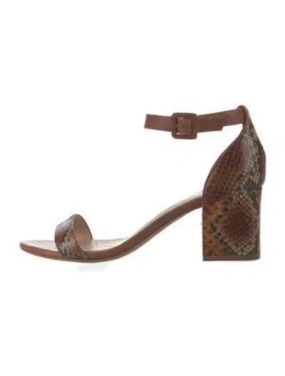 Pre-owned Alexandre Birman Snakeskin Animal Print Sandals In Brown