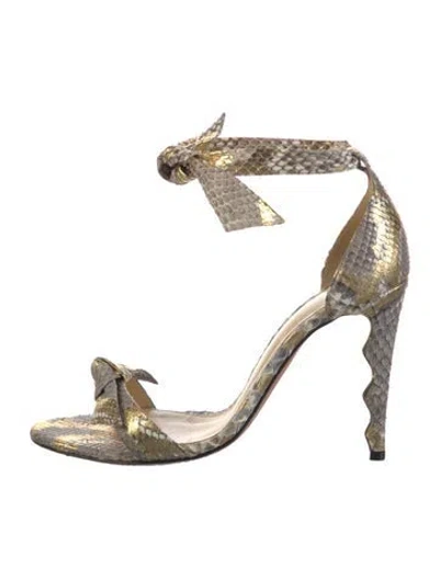 Pre-owned Alexandre Birman Snakeskin Animal Print Sandals In Gold