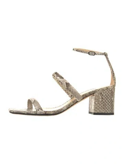 Pre-owned Alexandre Birman Snakeskin Animal Print Sandals In Neutrals