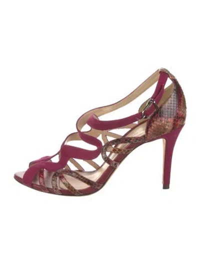 Pre-owned Alexandre Birman Snakeskin Animal Print Sandals In Purple