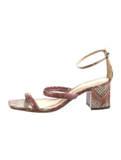 Pre-owned Alexandre Birman Snakeskin Animal Print Sandals In Red