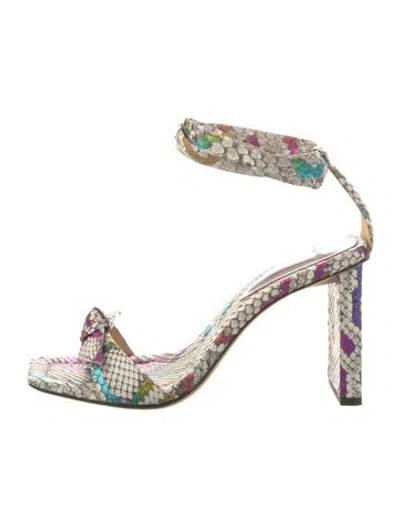 Pre-owned Alexandre Birman Snakeskin Animal Print Sandals In White