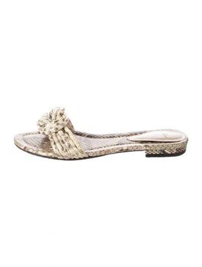Pre-owned Alexandre Birman Snakeskin Animal Print Slides In Brown