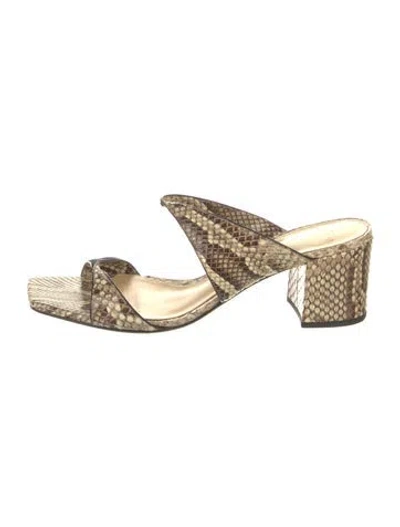 Pre-owned Alexandre Birman Snakeskin Animal Print Slides In Neutral