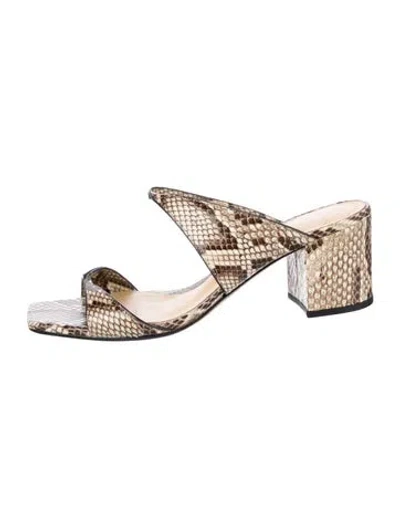 Pre-owned Alexandre Birman Snakeskin Animal Print Slides In Neutral