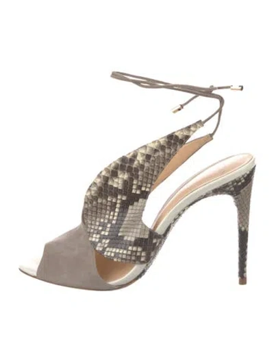 Pre-owned Alexandre Birman Snakeskin Animal Print Slingback Pumps In Brown