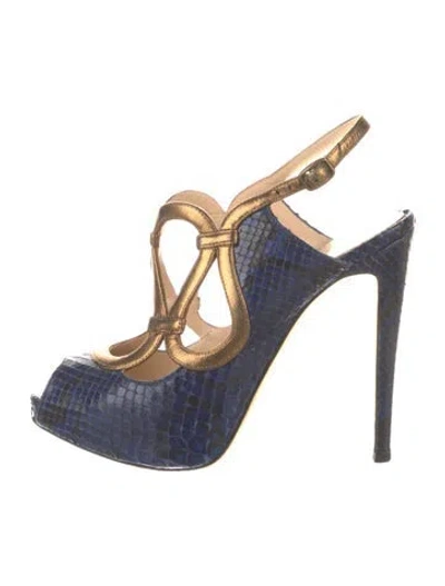 Pre-owned Alexandre Birman Snakeskin Animal Print Slingback Pumps In Multi
