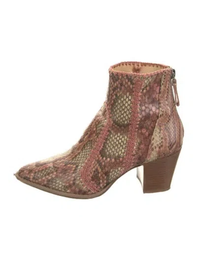 Pre-owned Alexandre Birman Snakeskin Animal Print Western Boots In Brown