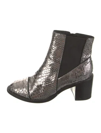 Pre-owned Alexandre Birman Snakeskin Chelsea Boots In Gray