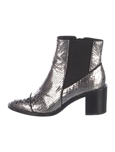 Pre-owned Alexandre Birman Snakeskin Chelsea Boots In Silver