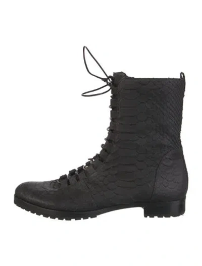 Pre-owned Alexandre Birman Snakeskin Combat Boots In Black