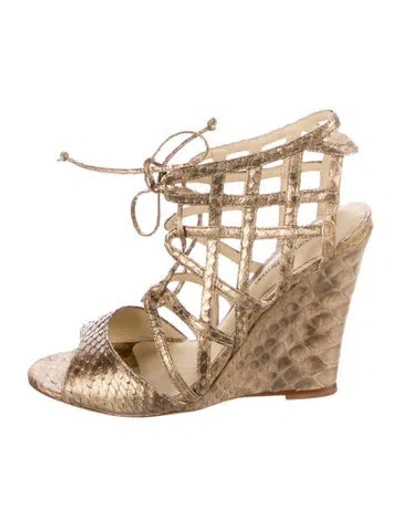 Pre-owned Alexandre Birman Snakeskin Gladiator Sandals In Gold