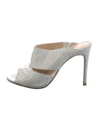 Pre-owned Alexandre Birman Snakeskin Mules In White