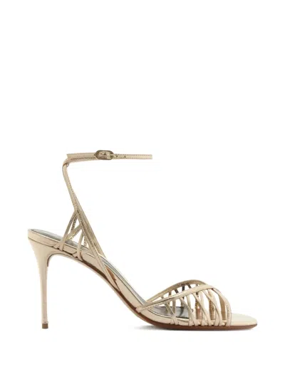 Alexandre Birman 85mm Solene Metallic Leather Sandals In Gold