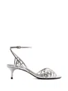 Alexandre Birman 50mm Solene Metallic Leather Sandals In Silver