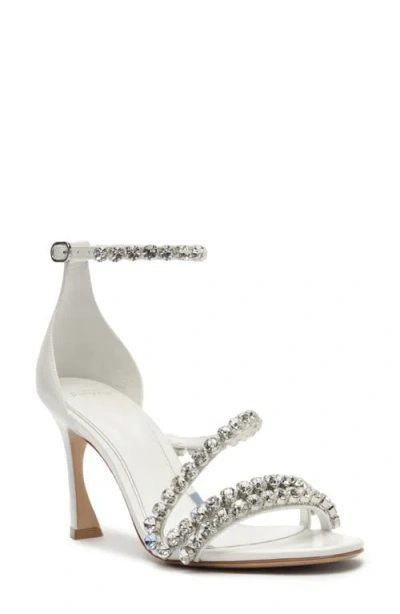 Alexandre Birman Something Blue Crystal Ankle Strap Bridal Sandal In White