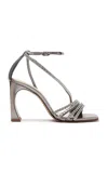 Alexandre Birman Stacy Crystal-embellished Leather Sandals In Grey