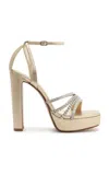 Alexandre Birman Stacy Crystal Leather Platform Sandals In Gold
