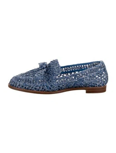 Pre-owned Alexandre Birman Straw Patterned Loafers In Blue/metallic