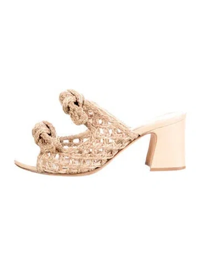 Pre-owned Alexandre Birman Straw Patterned Slides In Neutrals
