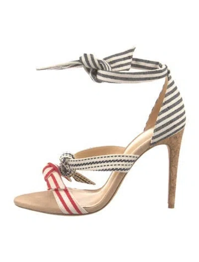 Pre-owned Alexandre Birman Striped Bow Accents Sandals In Neutral