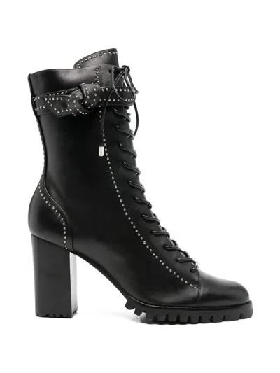 Alexandre Birman Stud-embellished Lace-up Boots In Blue