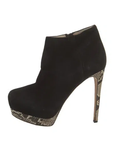 Pre-owned Alexandre Birman Suede Animal Print Boots In Black