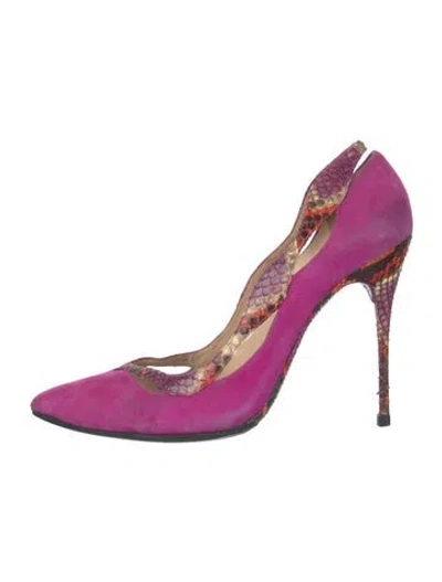 Pre-owned Alexandre Birman Suede Animal Print Pumps In Purple