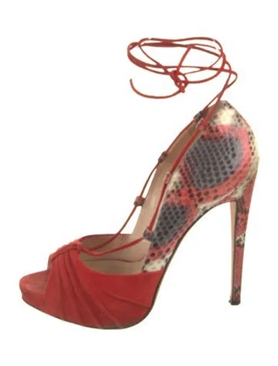 Pre-owned Alexandre Birman Suede Animal Print Pumps In Red