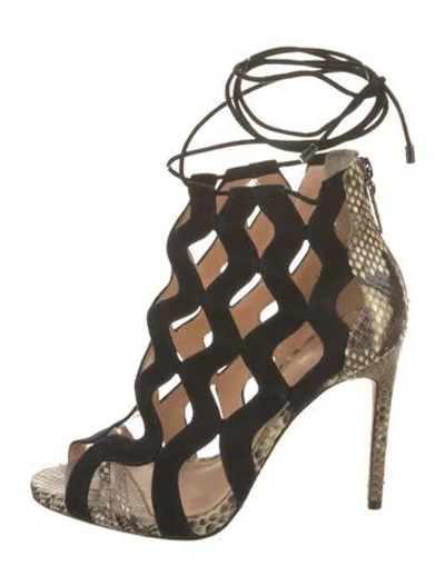 Pre-owned Alexandre Birman Suede Animal Print Sandals In Black
