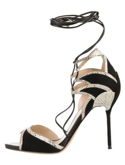 Pre-owned Alexandre Birman Suede Animal Print Sandals In Black