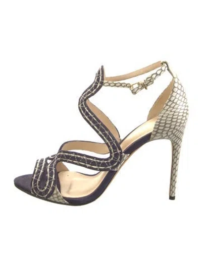 Pre-owned Alexandre Birman Suede Animal Print Sandals In Blue