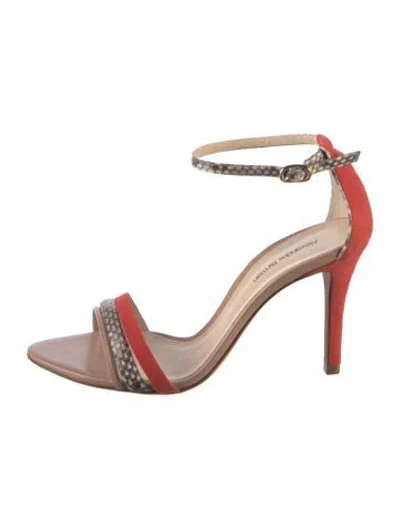 Pre-owned Alexandre Birman Suede Animal Print Sandals In Red