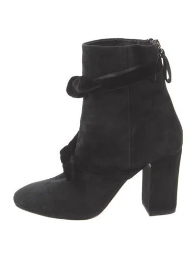 Pre-owned Alexandre Birman Suede Bow Accents Boots In Black