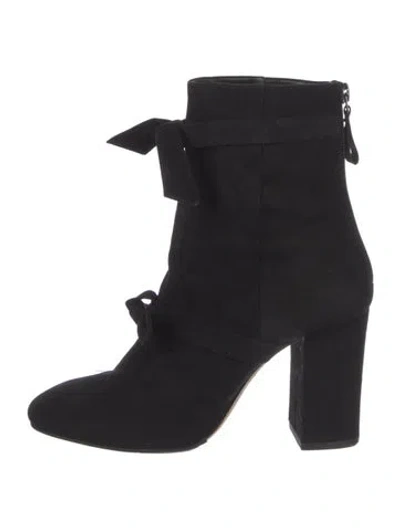 Pre-owned Alexandre Birman Suede Bow Accents Boots In Black