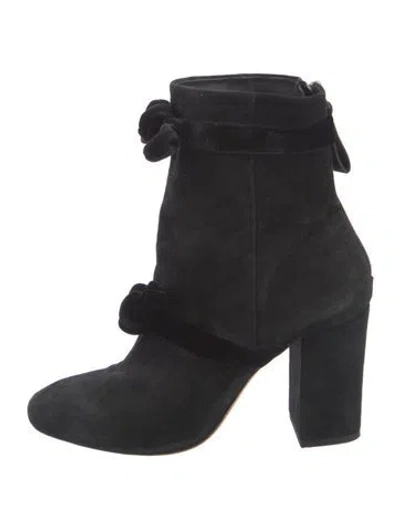 Pre-owned Alexandre Birman Suede Bow Accents Boots In Black