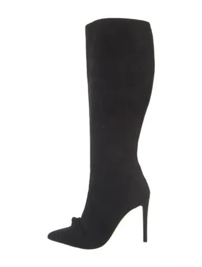 Pre-owned Alexandre Birman Suede Bow Accents Boots In Black