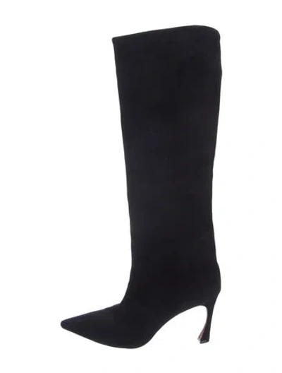Pre-owned Alexandre Birman Suede Bow Accents Boots In Black