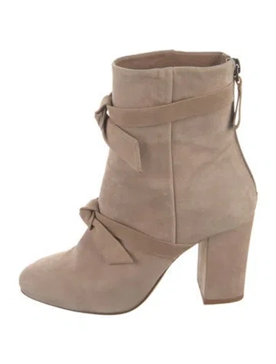Pre-owned Alexandre Birman Suede Bow Accents Boots In Neutral