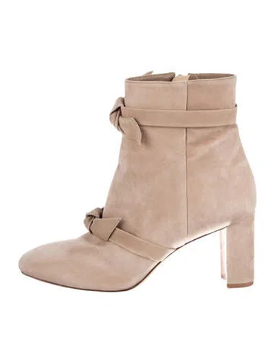 Pre-owned Alexandre Birman Suede Bow Accents Boots In Neutrals