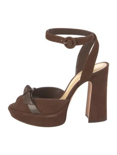 Pre-owned Alexandre Birman Suede Bow Accents D'orsay Pumps In Brown