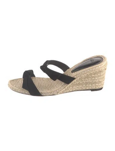 Pre-owned Alexandre Birman Suede Bow Accents Espadrilles In Black